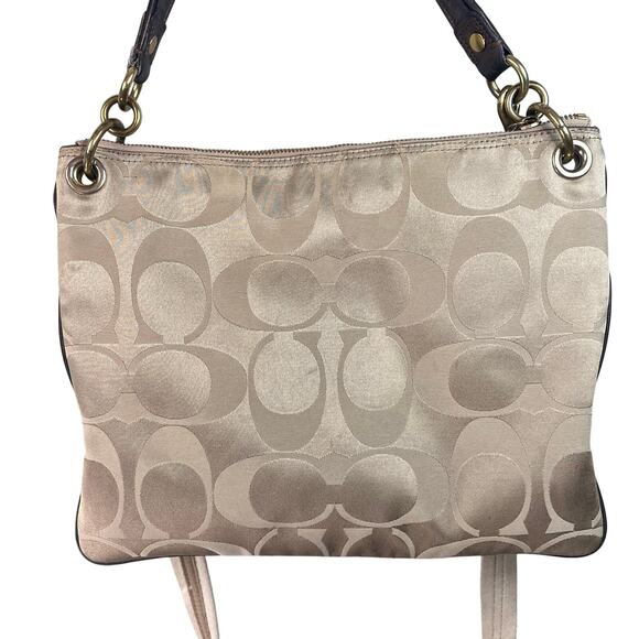 Coach Poppy beautiful tan and Cream gold crossbody shoulder bag - Picture 6 of 12